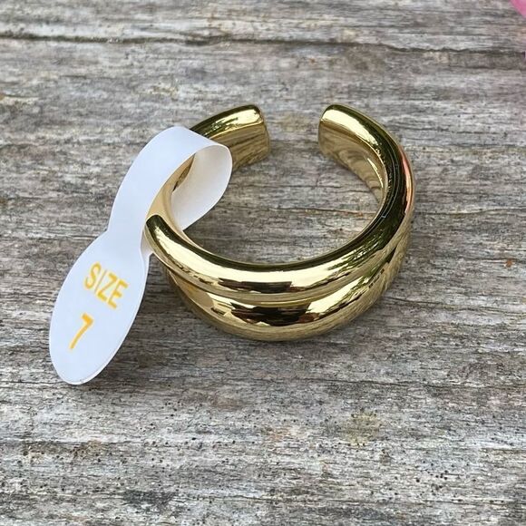 NWT Loren Stewart X Curateur Women’s 14k Gold Plated Deux Open Band Ring. Size 7 - Picture 5 of 7